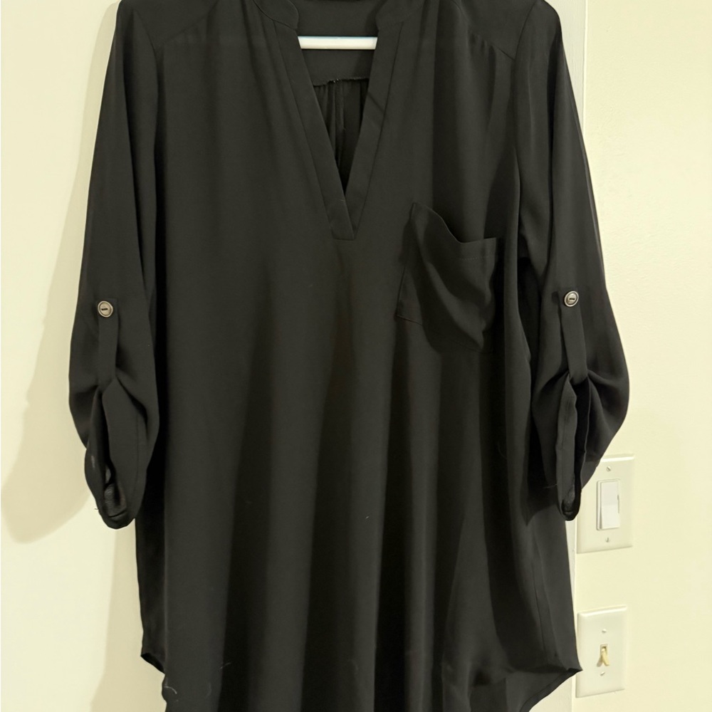 Lush Sheer Elegant Black Women's Tunic Top